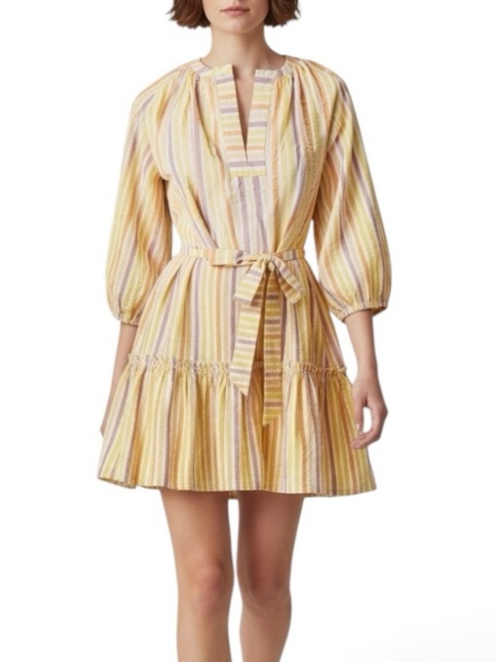 Lemlem Bahiri Yellow Striped Mini Dress